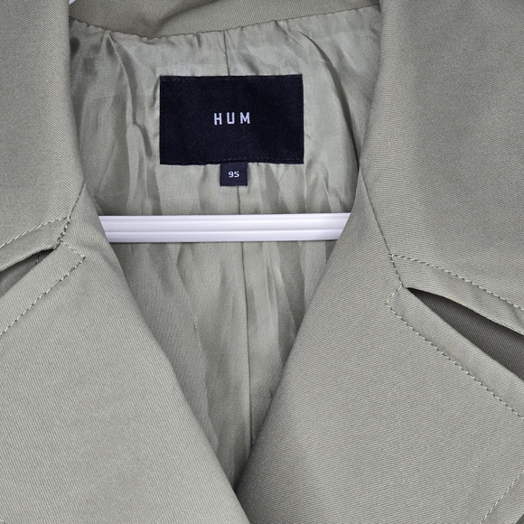 HUM Olive Green Double-Breasted Trench Coat Size M - Picture 3 of 11